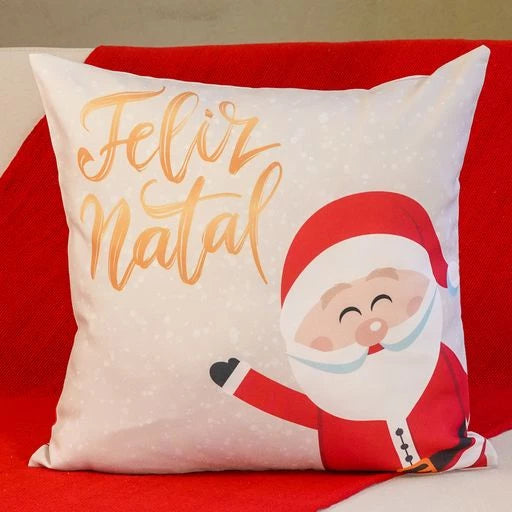 Kit com 4 Capas para Almofadas Decorativas Natal Feliz Natal