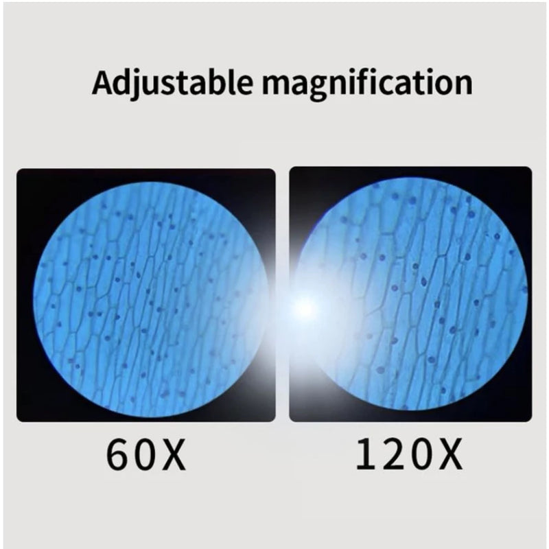 Microscópio De Mão Portátil Com Zoom 60X-120X Para Plantas Infantis