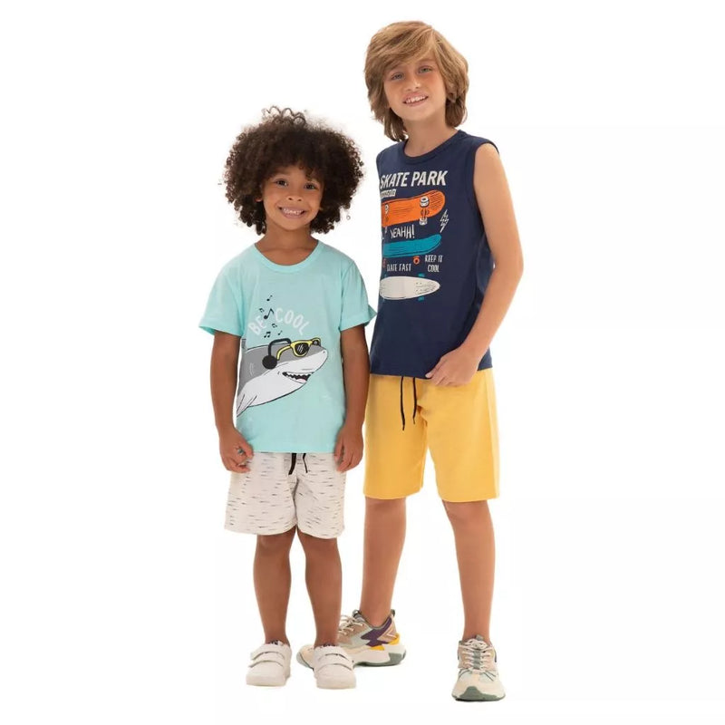 Kit Sortido 10 Peças de Roupas Infantil Menino- 5 Camisetas + 5 Bermudas - Promoção - Kit com 5 Conjuntos de Roupa Infantil Menino Verão Masculino Bebe