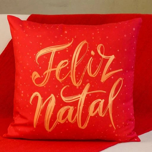 Kit com 4 Capas para Almofadas Decorativas Natal Feliz Natal