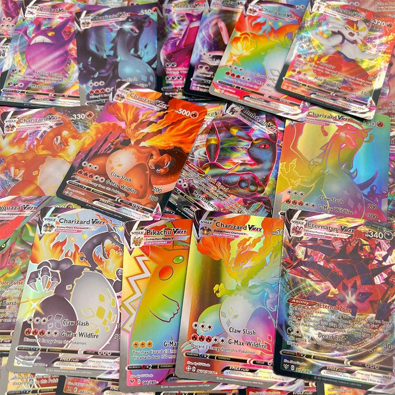 Cartas Raras do Pikachu Charizard Vmax Cartões Comerciais