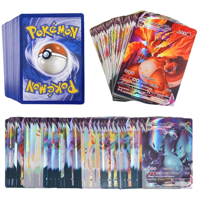 Cartas Raras do Pikachu Charizard Vmax Cartões Comerciais