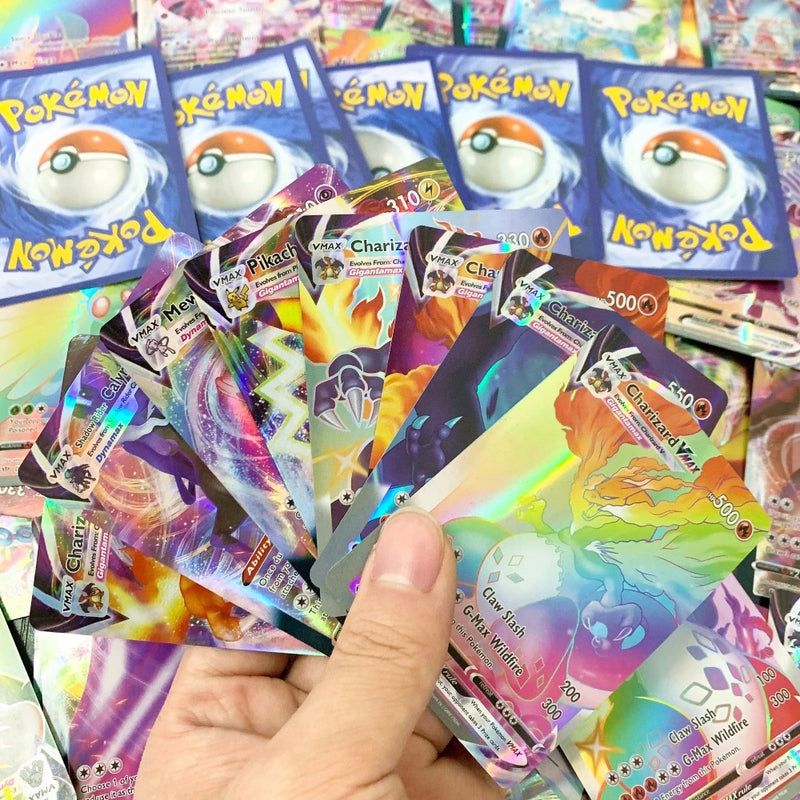 Cartas Raras do Pikachu Charizard Vmax Cartões Comerciais