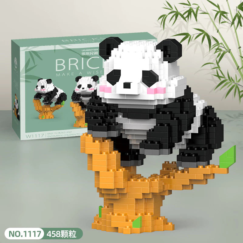 Blocos de construção Panda Chinês Flores Flores Montagem Educacional Presente de brinquedo Partículas de brinquedo Miniatura Ornamentos de brinquedo Presente