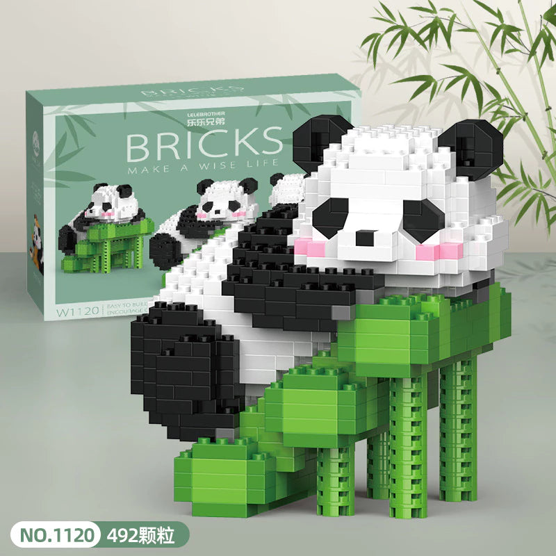 Blocos de construção Panda Chinês Flores Flores Montagem Educacional Presente de brinquedo Partículas de brinquedo Miniatura Ornamentos de brinquedo Presente